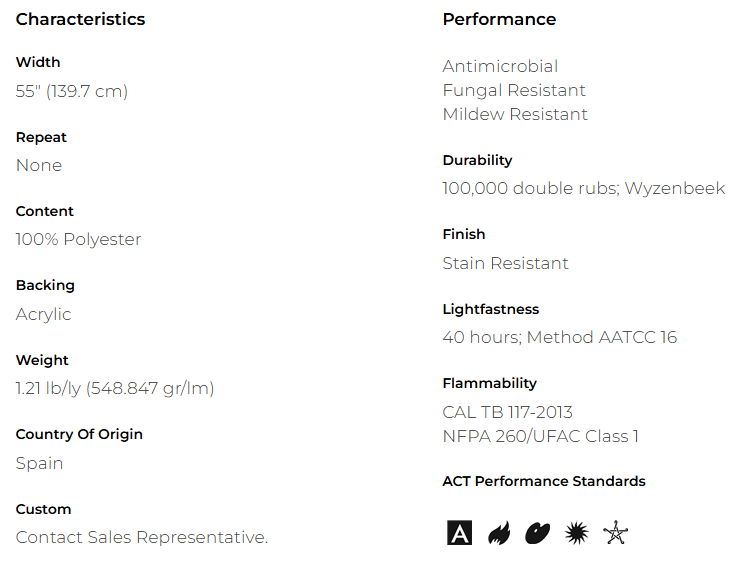 AC Spirit Luxury Stain Resistant Chenille Upholstery Fabric by The Yard