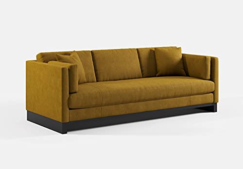Liz Jordan-Hill Modern Sofa Upholstered with Velvet Stain Resistant Aquaclean Upholstery Fabric